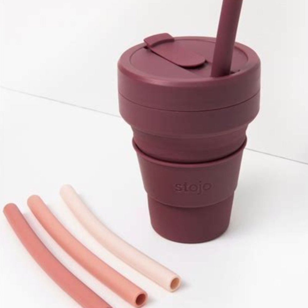 Stojo Eco-Conscious Silicone Collapsible Cup with 4 Reusable Straws